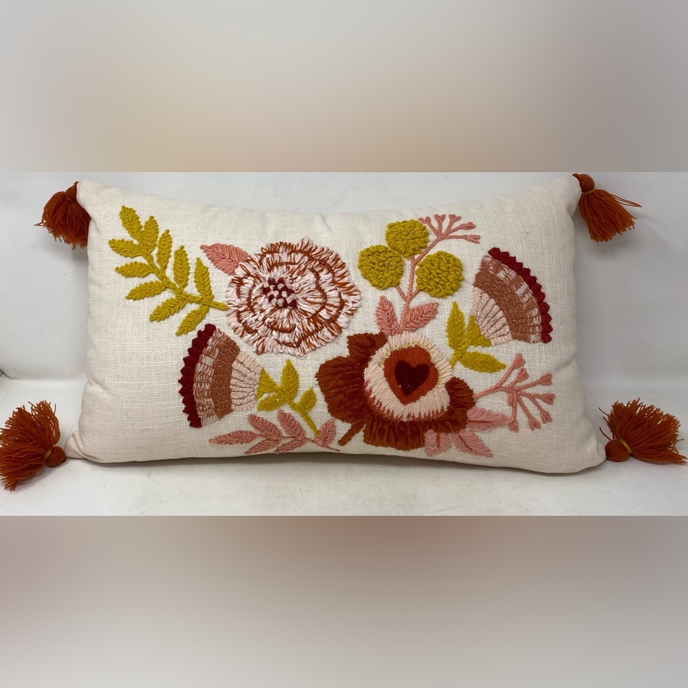 Opalhouse Floral Embroidered Rectangular Accent Pillow